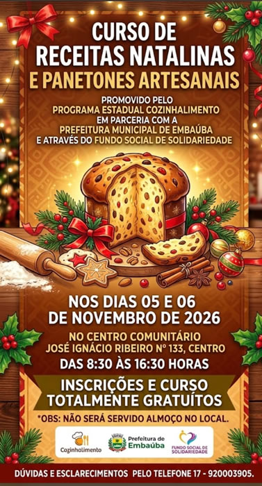 Curso de receitas natalinas e panetones artesanais